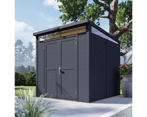 Cabină de grădină cu ușă dublă și luminator pentru unelte și mobilier de grădină