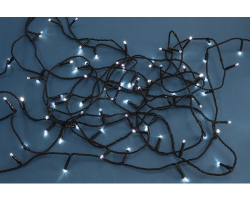 Șir luminos cu lumini LED pe fundal albastru