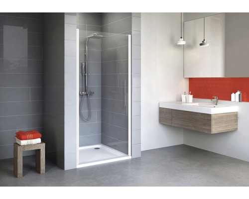 Ușă duș rotativă pentru nişă Schulte Alexa Style 2.0, 80x192 cm, sticlă securizată transparentă, profil alb