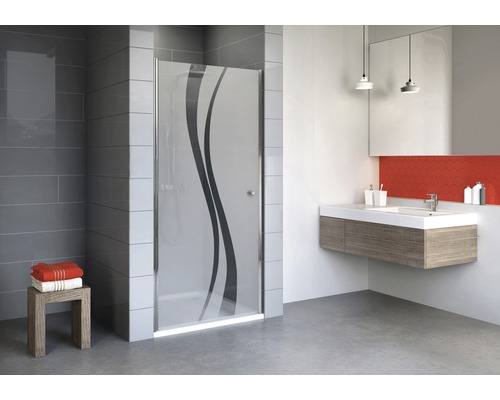 Ușă duș rotativă pentru nișă Schulte Alexa Style 2.0, 80x192 cm, sticlă securizată Liane, profil crom