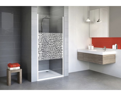 Ușă duș rotativă pentru nişă Schulte Alexa Style 2.0, 90x192 cm, sticlă securizată Terazzo, profil alb Ușă duș rotativă pentru nişă Schulte Alexa Style 2.0, 90x192 cm, sticlă securizată Terazzo, profil alb
