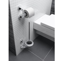 Baie cu suport pentru hârtie igienică, perie WC și toaletă