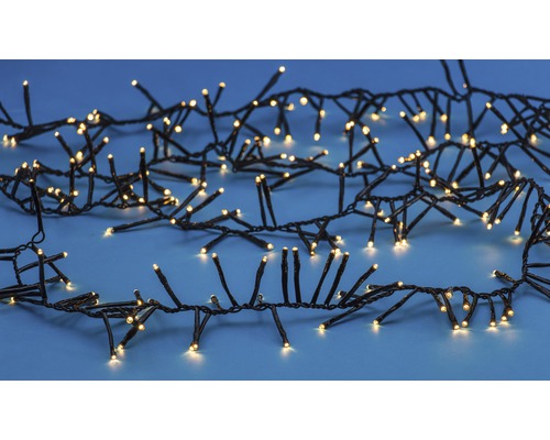 Șir de lumini LED cu cablu negru și lumini alb cald