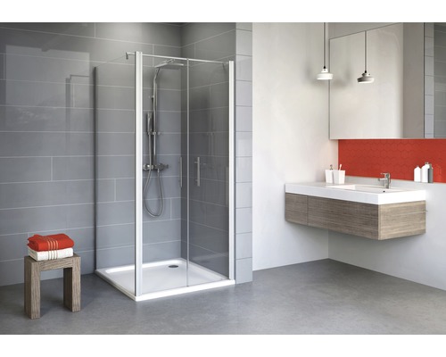 Cabină de duș pătrată Schulte Alexa Style 2.0 80x80x192 cm, sticlă securizată transparentă, profil alunatur