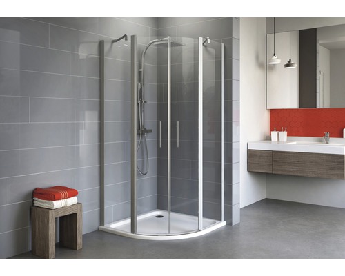 Cabină de duş semirotundă Schulte Alexa Style 2.0 80x80x192 cm R550 sticlă transparentă profil aluminiu-0