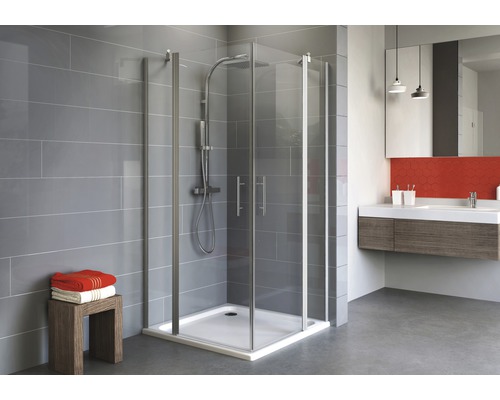 Cabină de duș pătrată Schulte Alexa Style 2.0, 80x80x192 cm, sticlă securizată transparentă profil alunatur