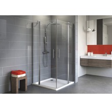 Cabină de duș cu cadă pătrată într-o baie modernă