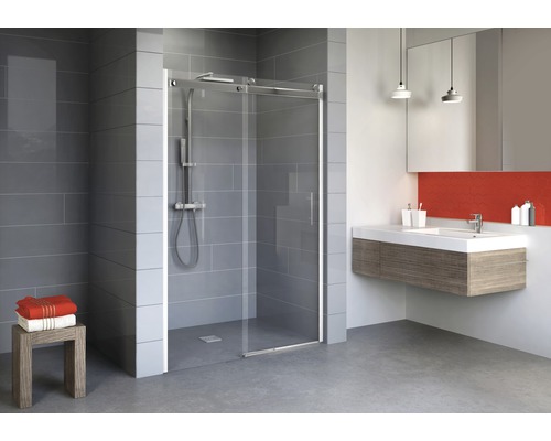 Ușă duș glisantă pentru nişă Schulte Alexa Style 2.0, 120x200 cm, sticlă securizată transparentă, profil alb