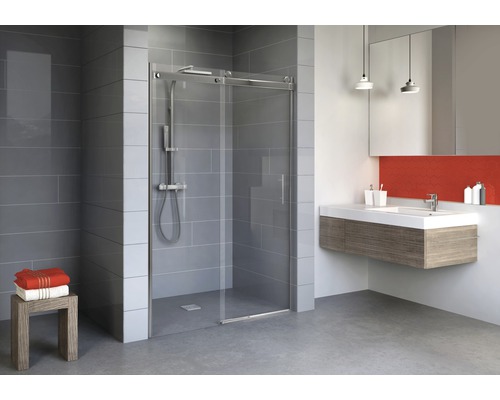 Ușă duș glisantă pentru nişă Schulte Alexa Style 2.0,120x200 cm, sticlă securizată transparentă, profil crom