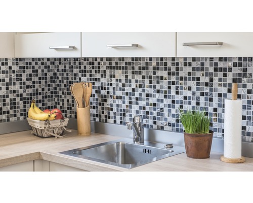 Chiuvetă de bucătărie cu gresie mozaic, armături și accesorii