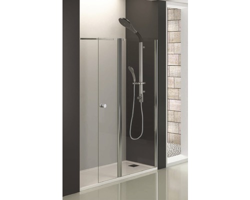 Perete/Paravan duș cu ușă batantă Sanotechnik Sanoflex Grande, 150x195 cm, sticlă securizată transparentă, profil crom-0