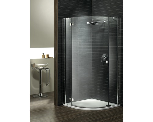 Cabină de duș semirotundă Radaway Almatea PDJ 90x90x195 cm, stânga, sticlă securizată transparentă, profil crom