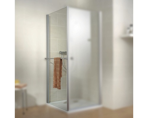 Perete lateral duș pentru ușă rotativă Schulte Garant, 80x200 cm, sticlă securizată transparentă, profil alunatur, cu suport pentru prosop