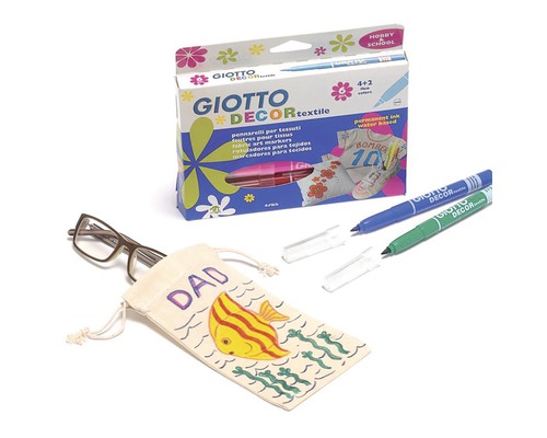 Set markere textile cu ochelari și pungă pictată