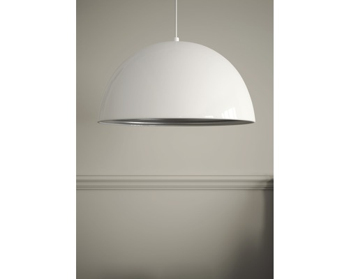 Lampă suspendată albă în formă de semisfără