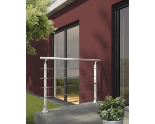 Terasa cu balustradă din oțel inoxidabil și plante