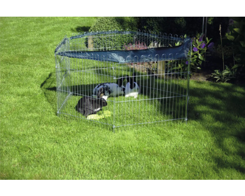 Țarc metalic pentru animale mici cu protecție solară și iepuri în grădină