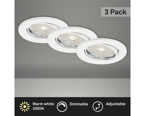 Spoturi LED încastrate Dimm GU10 5.5W Ø86 mm, becuri LED incluse, alb, pachet 3 bucăți