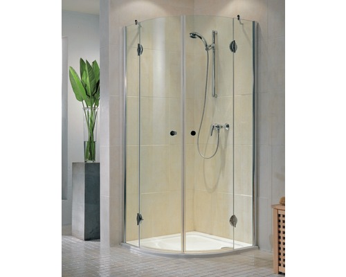 Cabină de duș semirotundă Schulte Monaco, 90x90x200 cm, sticlă securizată transparentă, profil crom
