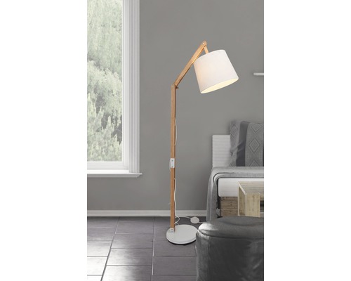 Lampadar Carlyn E27 max. 1x60W, lemn/alb