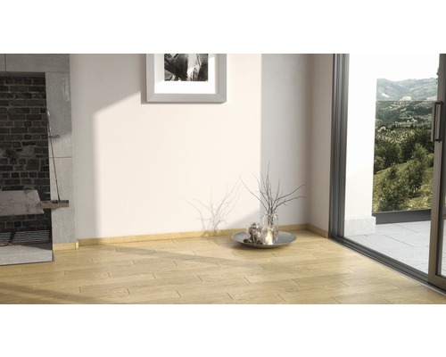 Interior cu podea din lemn, șemineu și ferestre