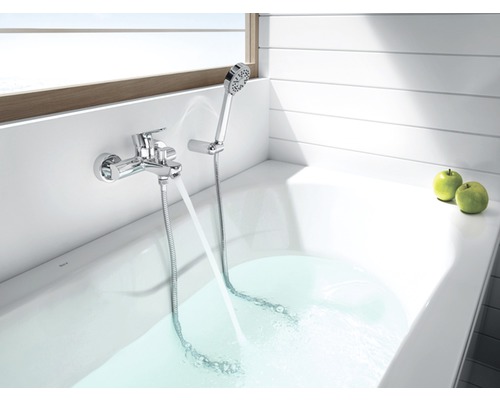 Baie cu cadă, baterie și duș de mână