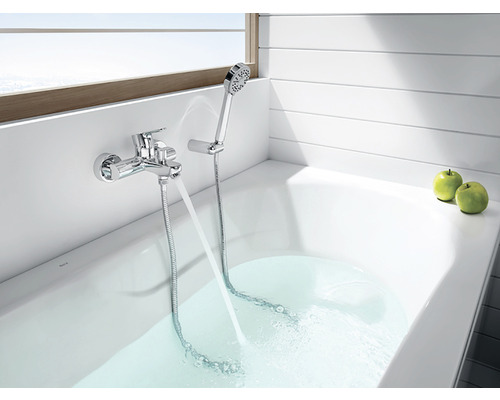 Baie cu cadă, baterie și duș de mână