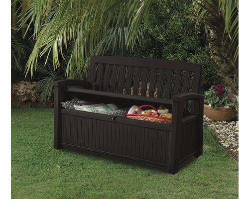 Bancă de grădină cu spațiu de depozitare pentru exterior