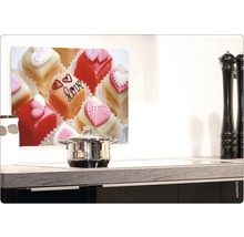 Protecție perete bucătărie cu motiv de petit fours