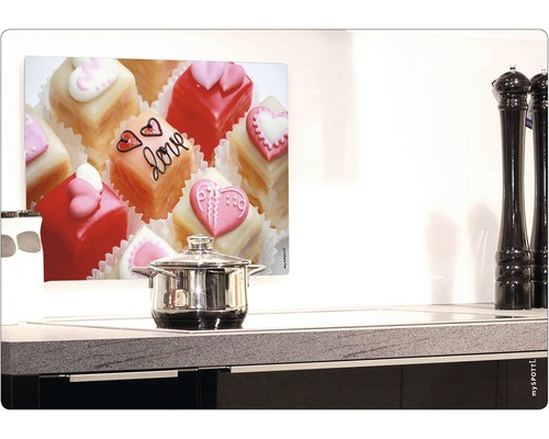 Protecție perete bucătărie cu motiv de petit fours