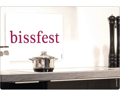 Placă de acoperire pentru aragaz cu inscripția bissfest și o oală