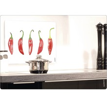 Scenă de bucătărie cu oală și protecție împotriva stropilor cu motiv ardei iute