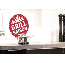 Protecție magnetică împotriva stropilor cu motiv de sezon de grătar în spatele unei oale