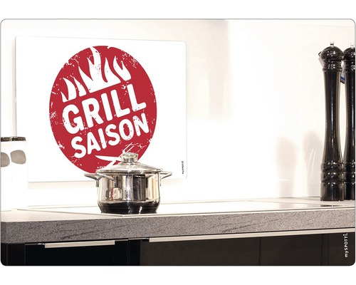 Protecție magnetică împotriva stropilor cu motiv de sezon de grătar în spatele unei oale