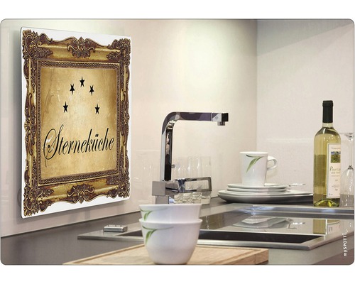 Protecție de perete pentru bucătărie cu motiv de bucătărie cu stele în ramă clasică