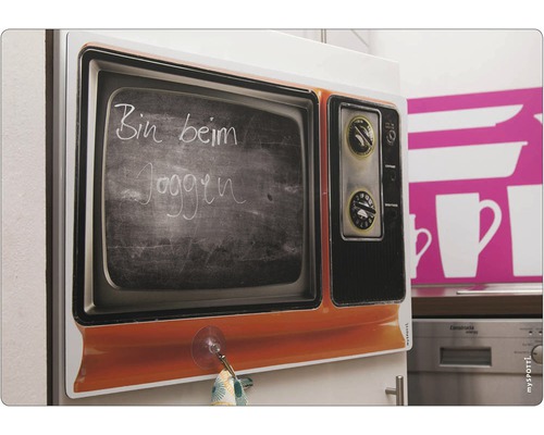 Magnet de frigider cu design de televizor cu suprafață de tablă și inscripția ''Sunt la jogging''