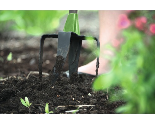 Furcă de grădină în sol pentru cultivarea solului.