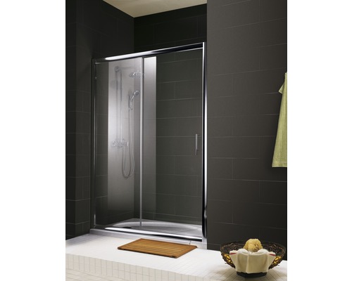 Ușă duș glisantă pentru nișă Schulte Kristall/Trend, 120x185 cm, sticlă securizată transparentă, profil crom
