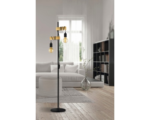 Lampadar Townshend E27 max. 2x10W, negru/lemn Lampadar Townshend E27 max. 2x10W, negru/lemn