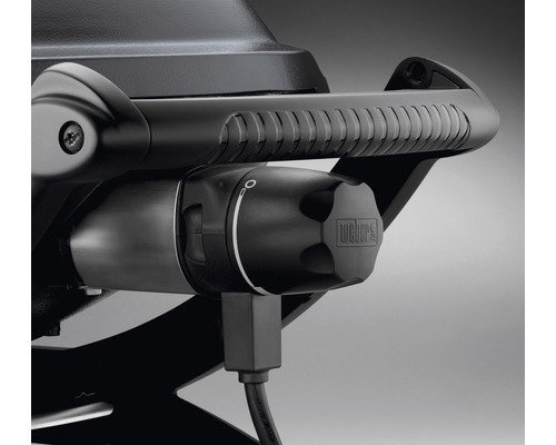 Imagine detaliată a unui grătar Weber cu buton de control și cablu