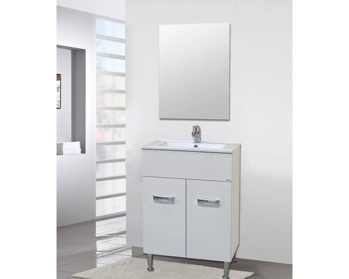 Dulap de bază pentru lavoar cu lavoar și oglindă în baie