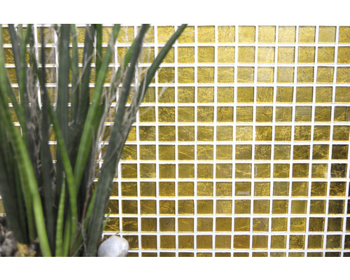 Plăci de mozaic aurii cu plante