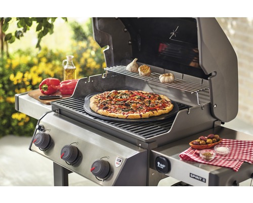 Grătar pe gaz din oțel inoxidabil cu pizza, usturoi și ardei