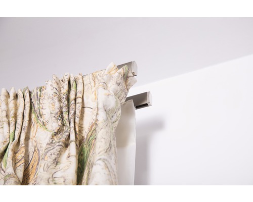 Bară de perdea decorativă cu perdea cu model și jaluzea rulantă albă