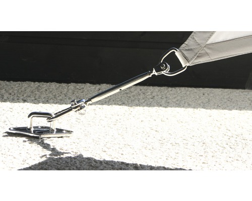 Material de fixare pentru pânză de umbrire cu întinzător și placă de perete