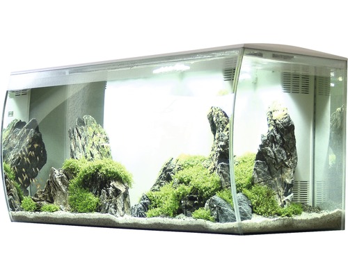 Set acvariu Fluval Flex 123 l cu iluminare LED, filtru, pompă, telecomandă, fără dulap inferior inclus, alb