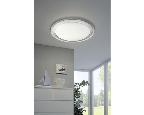 Plafonieră cu LED integrat Eglo Crosslink 17W 2100 lumeni, lumină RGB, Ø430 mm, alb/argintiu