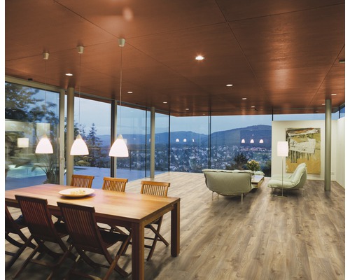 Cameră luminoasă cu masă de sufragerie, zonă de relaxare și ferestre mari