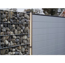 Zid de gabioane cu pietre și paravan de confidențialitate din plastic
