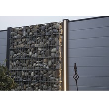 Gard gabion cu pietre și iluminare integrată